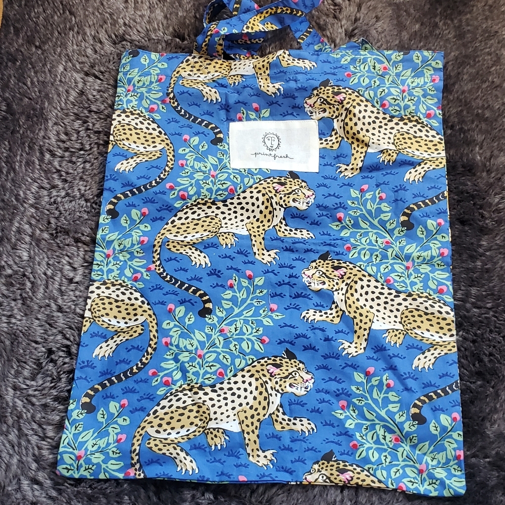 Anthropology PRINT FRESH Bagheera Leopard Pattern Organic‎ Cotton Tote